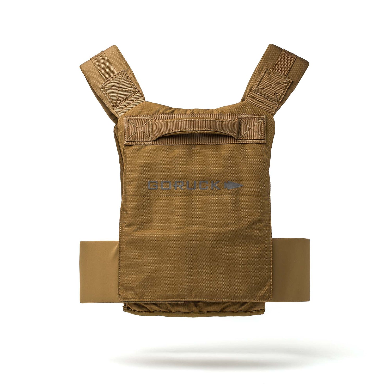 The brown Achilles Vest features padded shoulder straps and side panels for durability and comfort, shown on a white background.