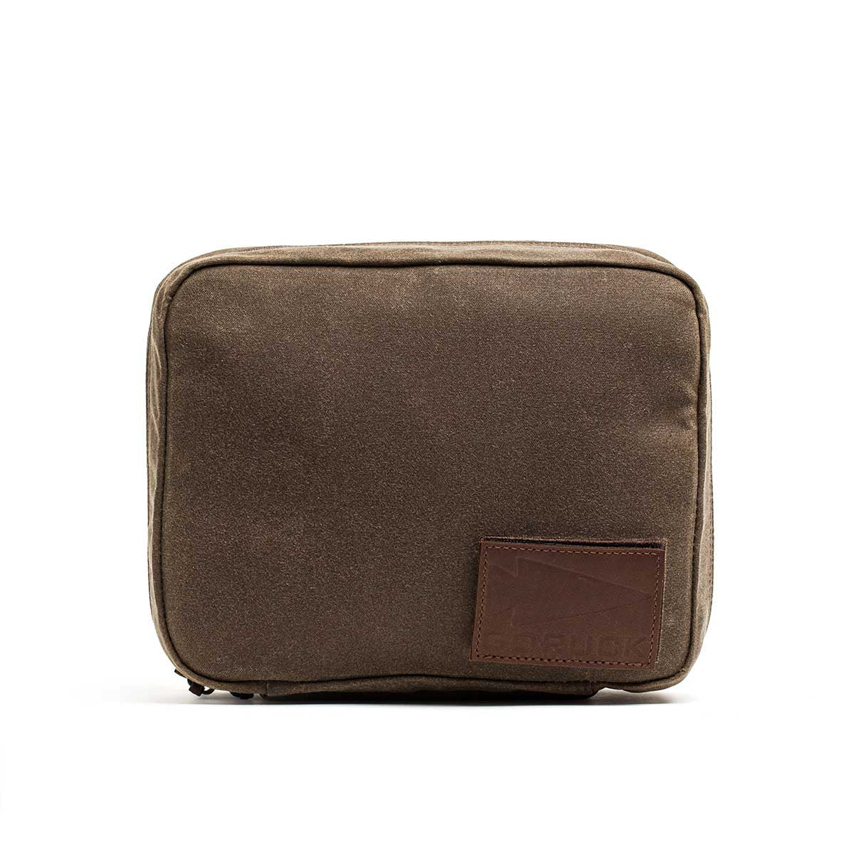 GORUCK GR2 Field Pocket Heritage in dark oak, rugged brown waxed canvas organizer pouch