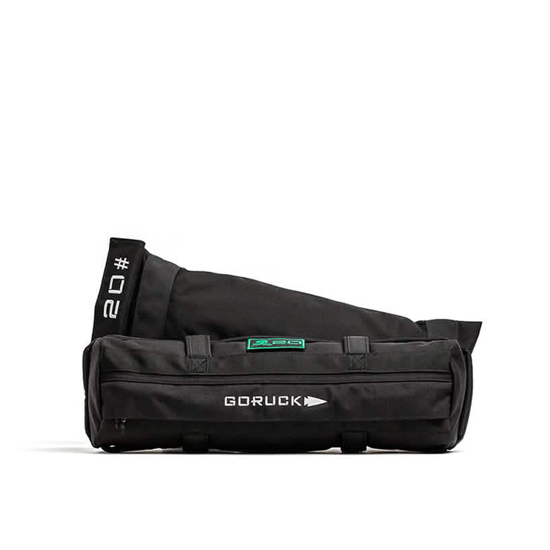 The GORUCK Sandbag Kit (w/ Filler Bag), labeled "20" and featuring neoprene padded handles, is shown lying flat on a white background.