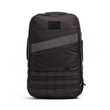 The GORUCK Rucker 4.0 backpack, featuring a diagonal stripe and MOLLE webbing, is ideal for rucking enthusiasts.