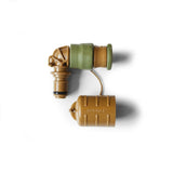 Green and brown Hydration Valve Mouthpiece by GORUCK on a white background, perfect for your hydration bladder or as a replacement from the Storm Valve Kit.