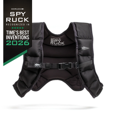 Black Spy Ruck | Women’s Weighted Vest with a chest buckle and a Time’s Best Inventions 2026 award graphic.