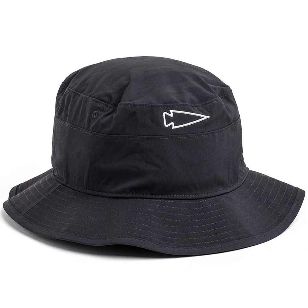 The GORUCK Boonie Hat - Slick - ToughDry features a white arrowhead outline on the front and is made from durable, comfortable ToughDry® fabric.