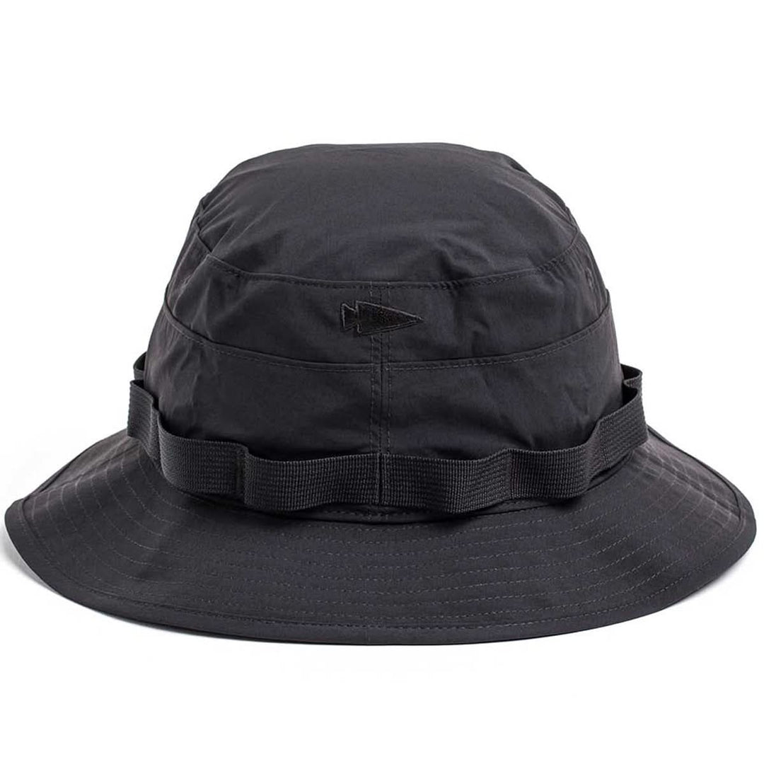 The GORUCK Boonie Hat - Tactical - ToughDry is a black hat with a wide brim and stitched detailing, crafted from ToughDry fabric for added durability.