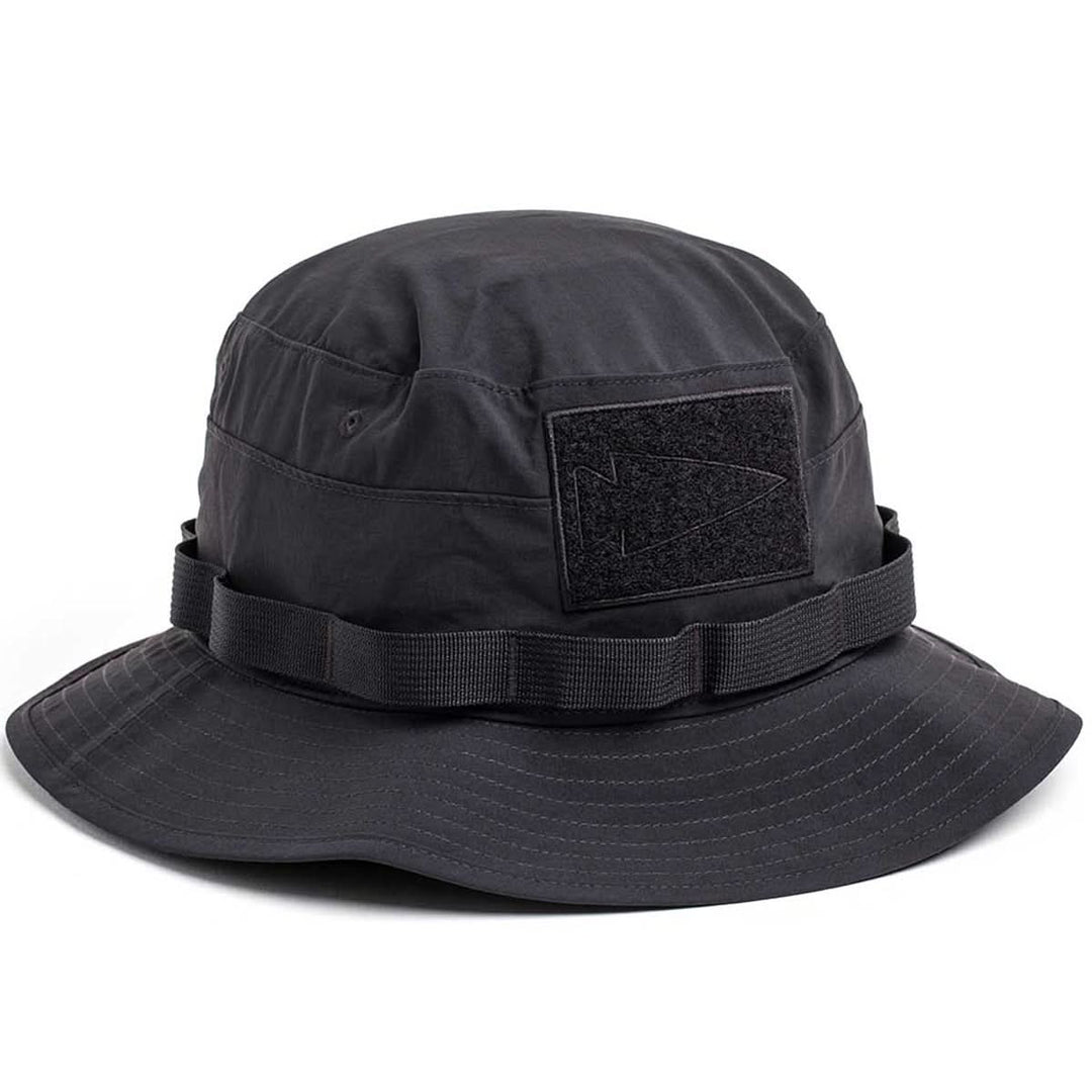 The GORUCK Boonie Hat - Tactical - ToughDry features a wide brim, front stitched patch, fabric crown band, and is made from ToughDry fabric with 50+ UPF for excellent sun protection.