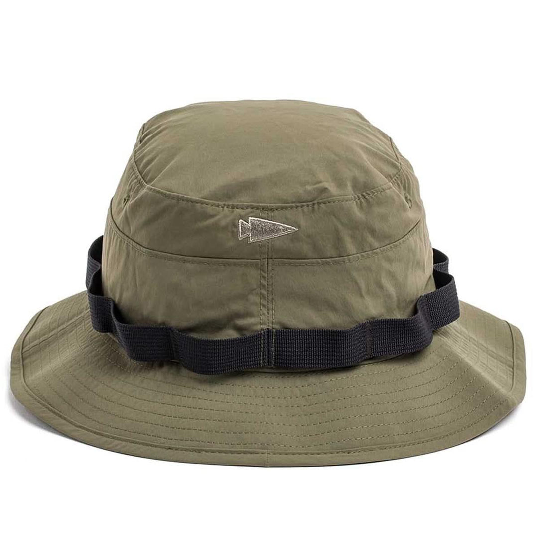 GORUCK ranger green boonie hat with black webbing and patch panel, outdoor gear