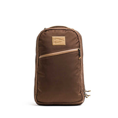 GORUCK brown two-compartment Cordura rucksack with coyote accents on white background