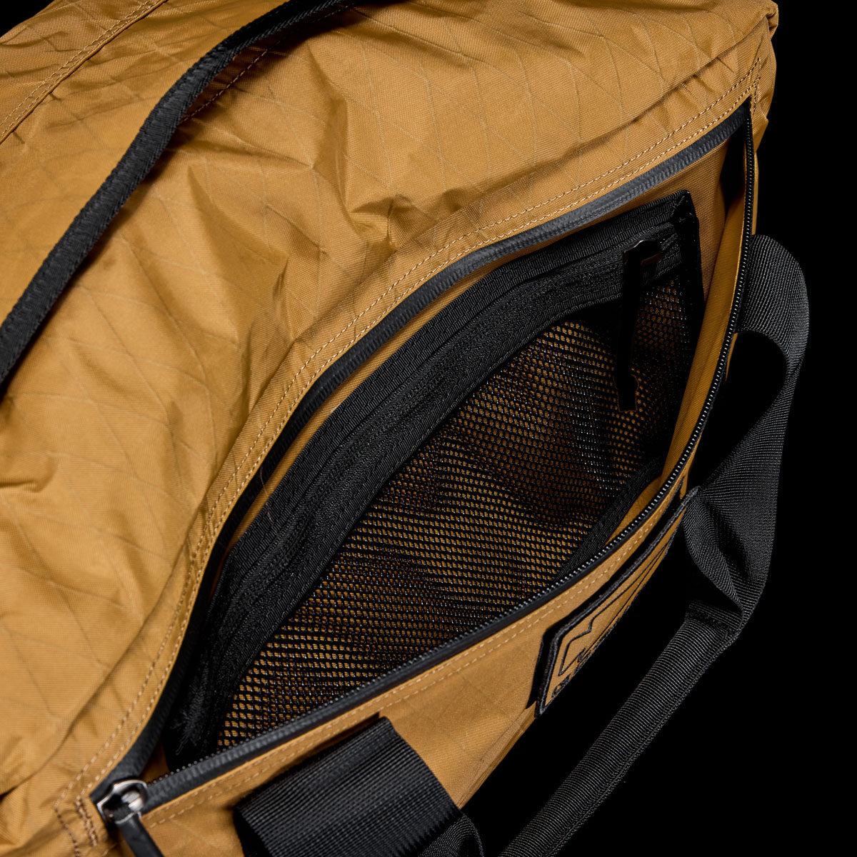 GORUCK 32L Kit Bag Xpac Coyote open showing mesh pocket and rugged handles
