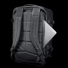 GORUCK black X-Pac backpack with padded straps and side laptop compartment