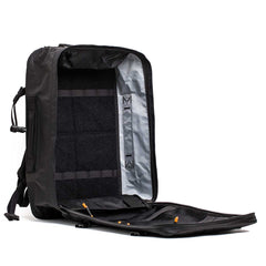 GORUCK XPAC 45L black rucksack fully open, showing spacious interior and durable materials
