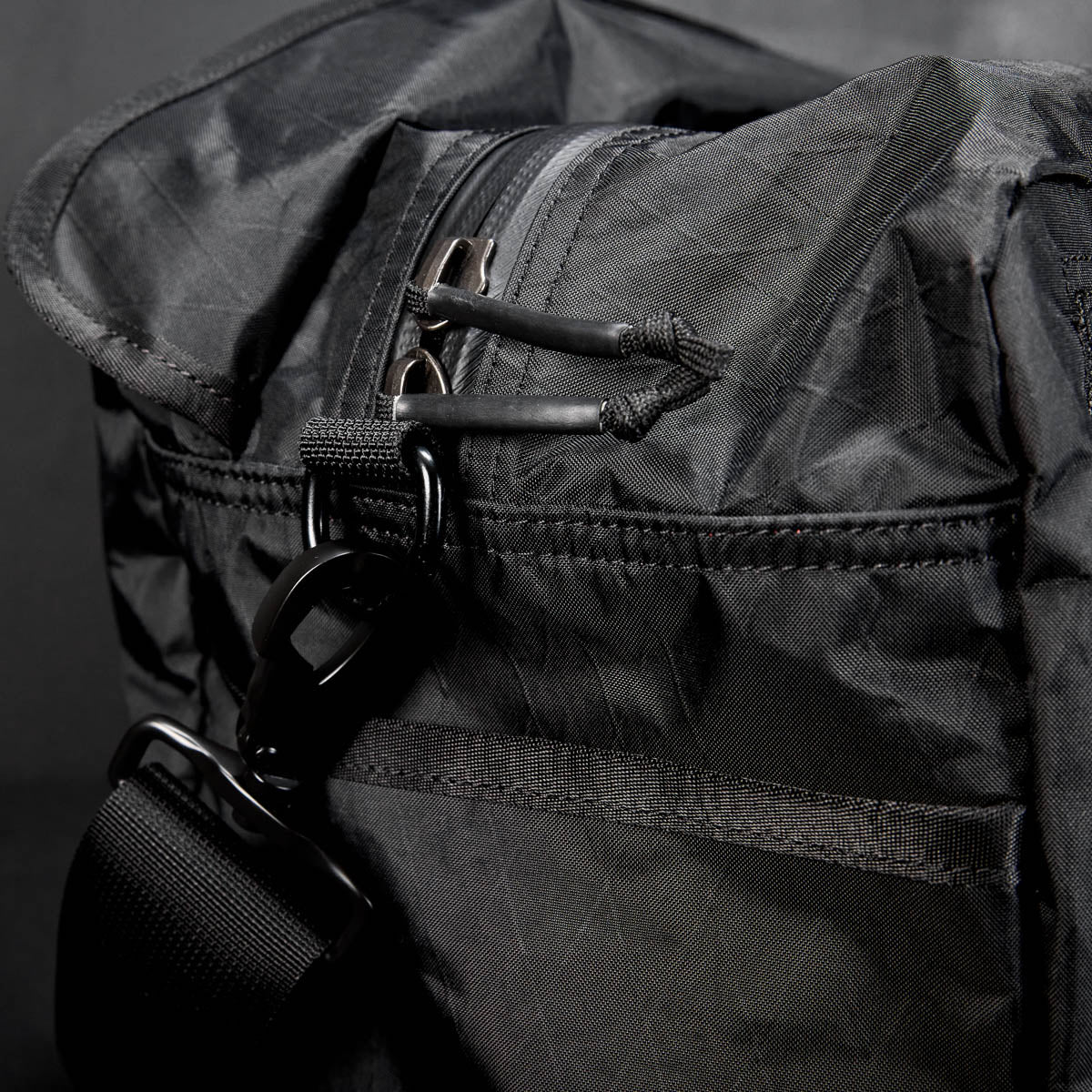 GORUCK 32L black XPAC kit bag with rugged zipper and durable strap detail