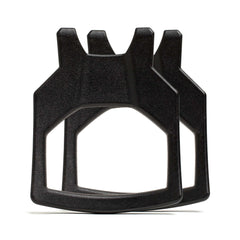 Two Curved Ruck Plates from GORUCK EU, overlapping on a white background—designed for securing straps on weight vests or rucking weight vests.