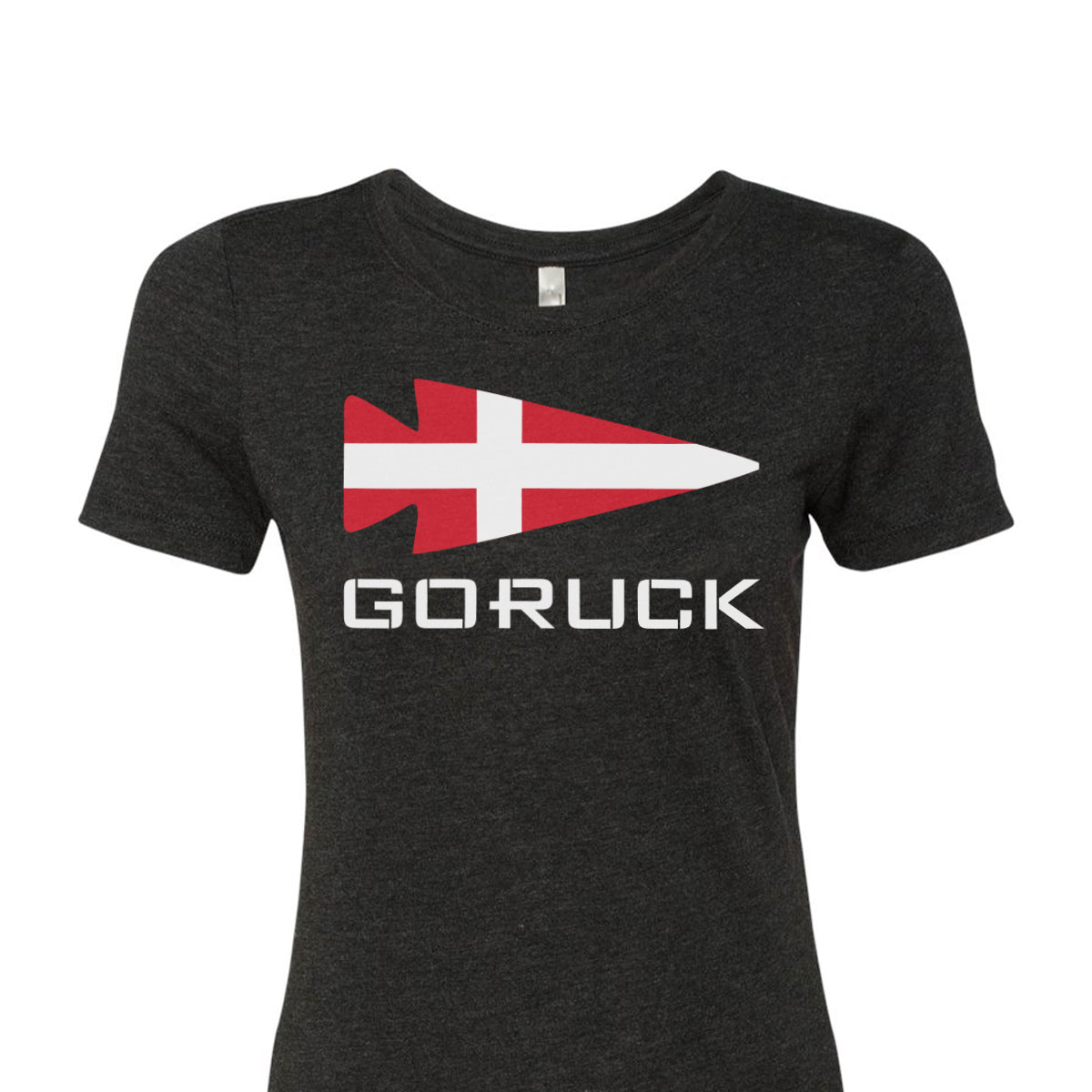 Women's T-shirt - Rep Your Country by GORUCK EU, a premium tri-blend classic tee, features a red and white arrow design with 