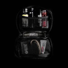 GORUCK GR1 Field Pocket Black Multicam open with gear organized in mesh pockets
