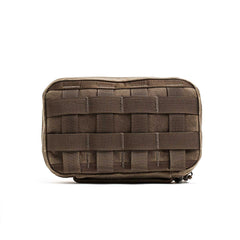GORUCK GR1 Field Pocket Heritage in dark oak, rugged brown tactical pouch with MOLLE webbing front.