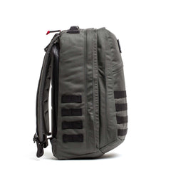 GORUCK GR2 34L Armor Grey Black rugged backpack with MOLLE webbing, side view
