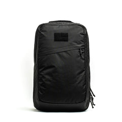 GORUCK GR2 black rucksack with front zipper pocket and velcro patch panel