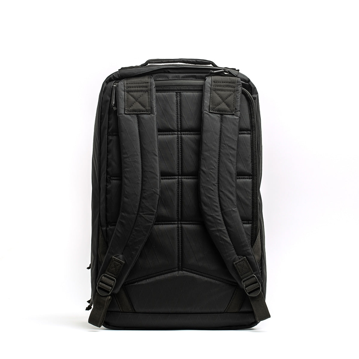 GORUCK black rucksack backpack with padded straps and reinforced back panel on white background