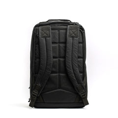 GORUCK black rucksack backpack with padded straps and reinforced back panel on white background