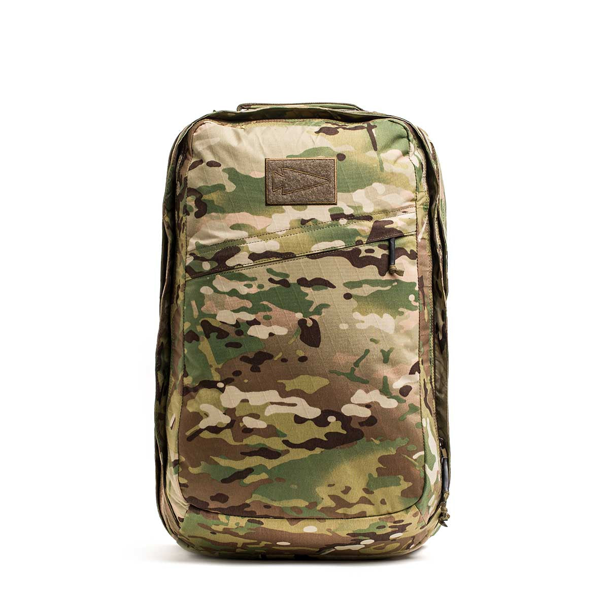 GORUCK GR2 34L XV Multicam backpack with front stash pocket, rugged camo rucking gear