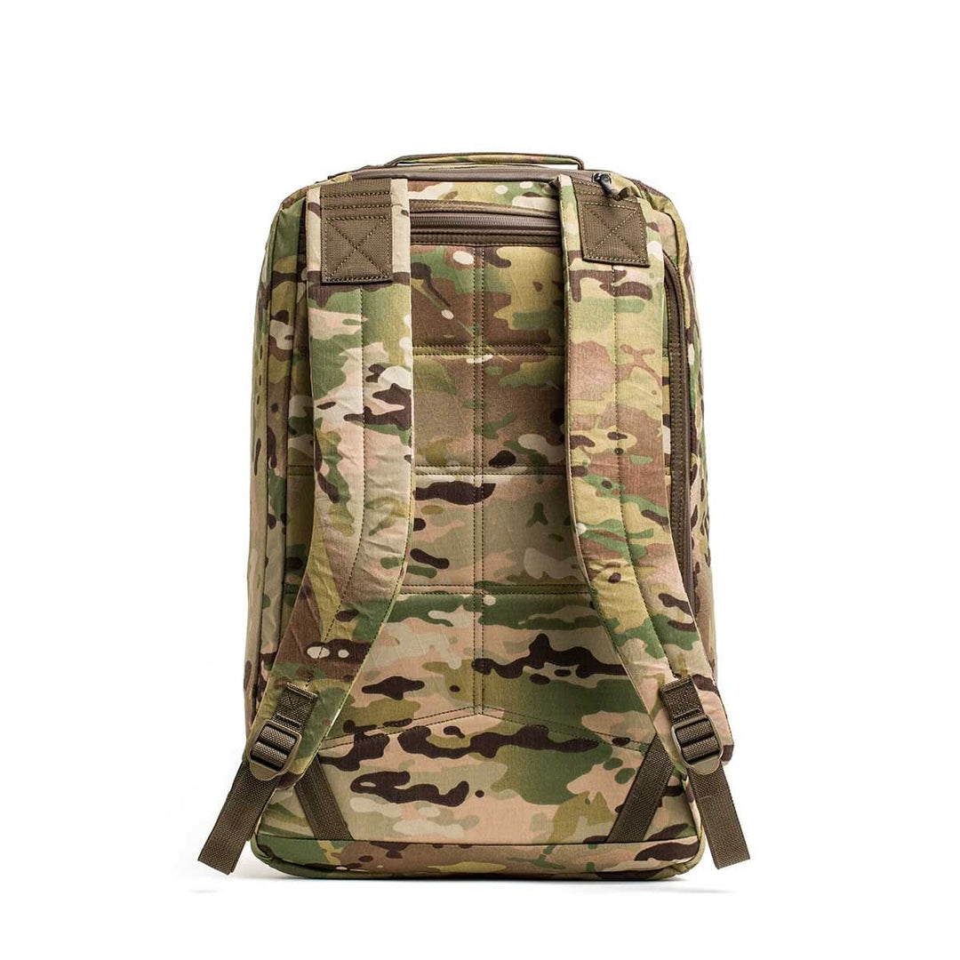 The GORUCK GR2 X-PAC is a camouflage waterproof backpack with adjustable padded straps, displayed from the back against a white background.