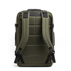GORUCK dark green XPAC backpack with padded straps and rugged design, rear view