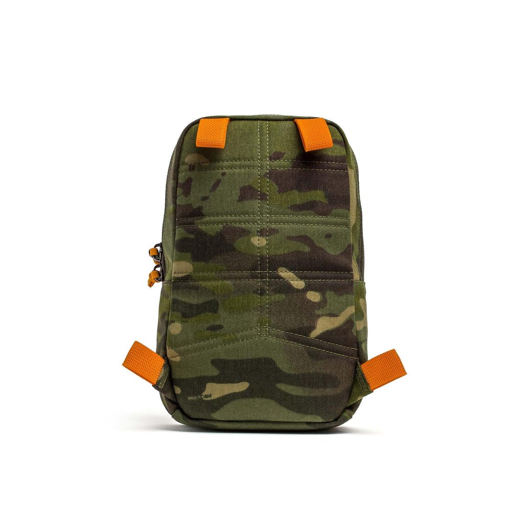 GORUCK Tropic Multicam pouch with hi-vis orange Cordura loops, rugged camo rucking gear