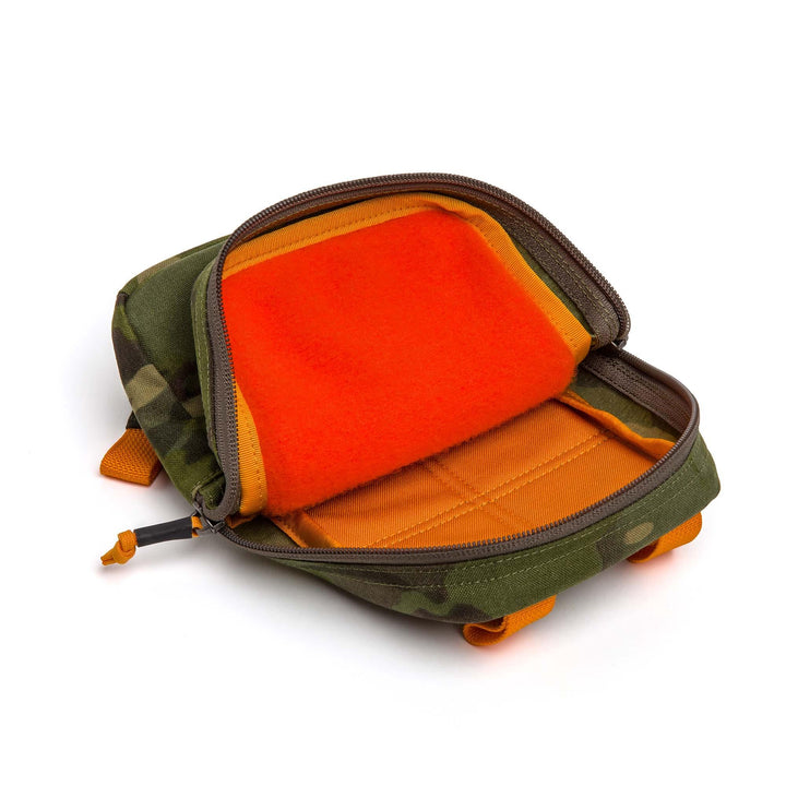 GORUCK Tropic Multicam pouch with hi-vis orange interior and durable Cordura fabric