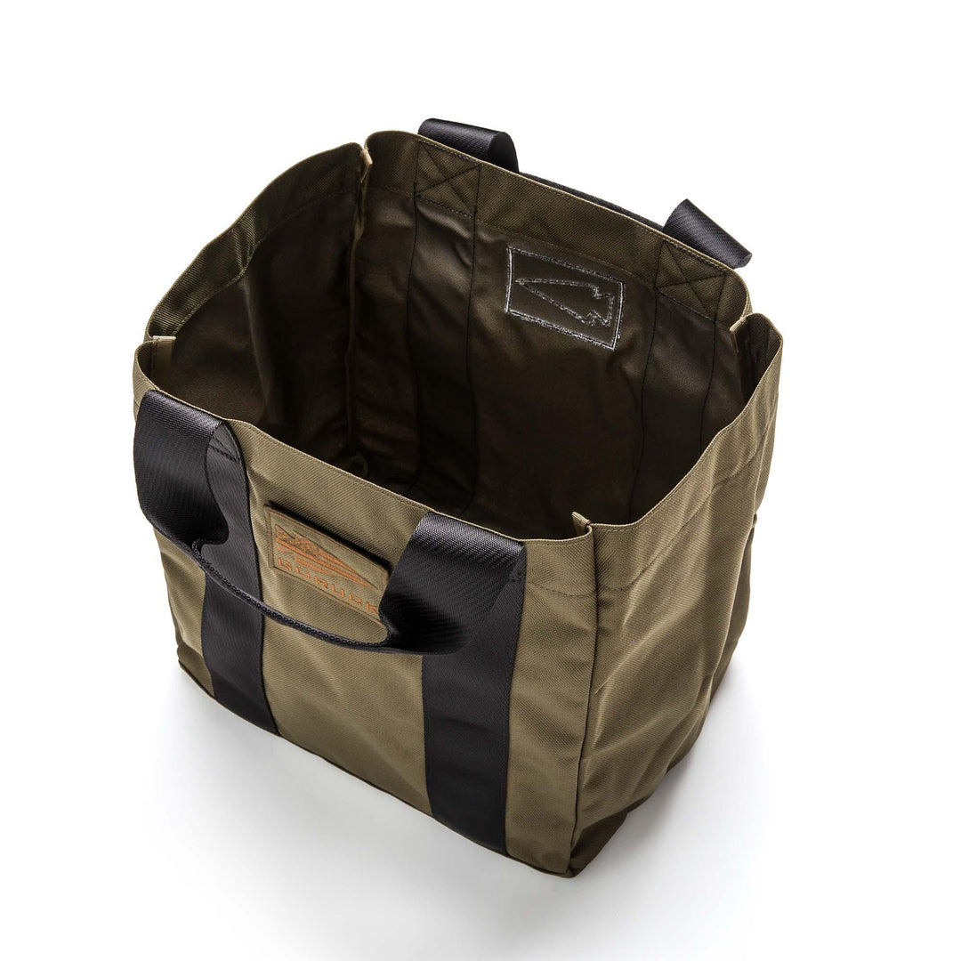 GORUCK Ranger Green tote bag with black handles, durable open-top rucking gear