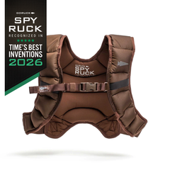 Brown GORUCK Spy Ruck | Women’s Weighted Vest with a front buckle, next to a 2026 best invention badge.