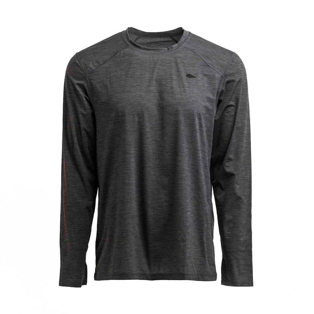 White Background of Men's Long Sleeve Performance Tee - ToughMesh Charcoal