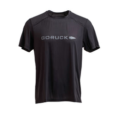 GORUCK men's black performance tee, size L, with logo, moisture-wicking athletic shirt