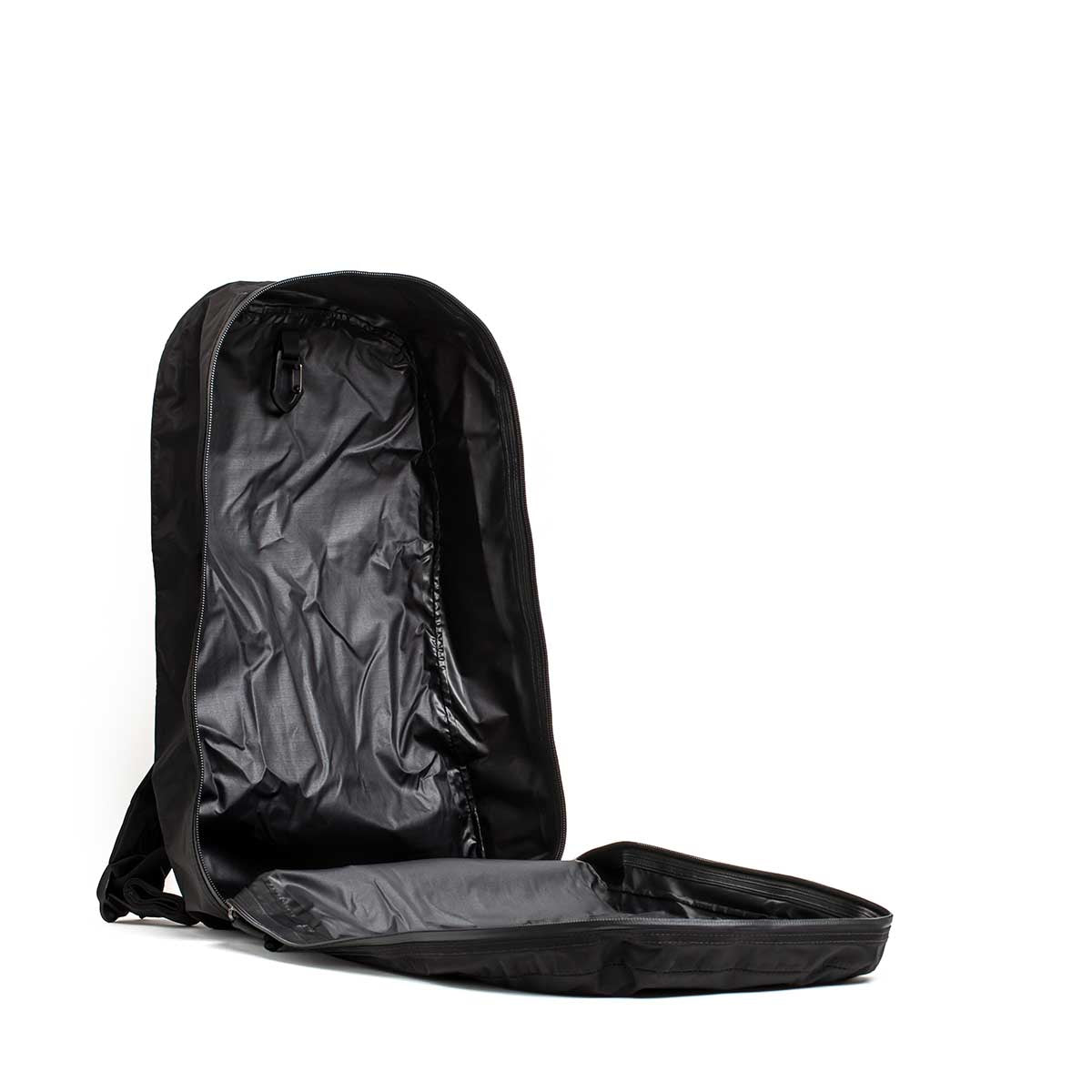 GORUCK Packable Bullet 15L black rucksack fully opened, lightweight and durable design
