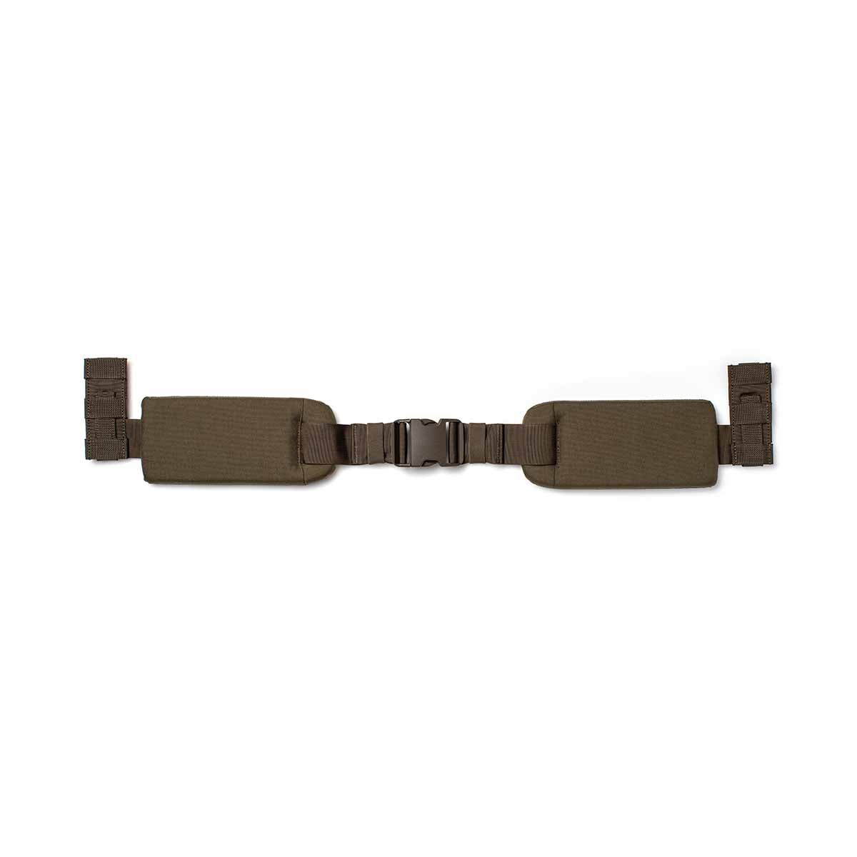 GORUCK ranger green padded hip belt with buckle, durable rucking accessory on white background