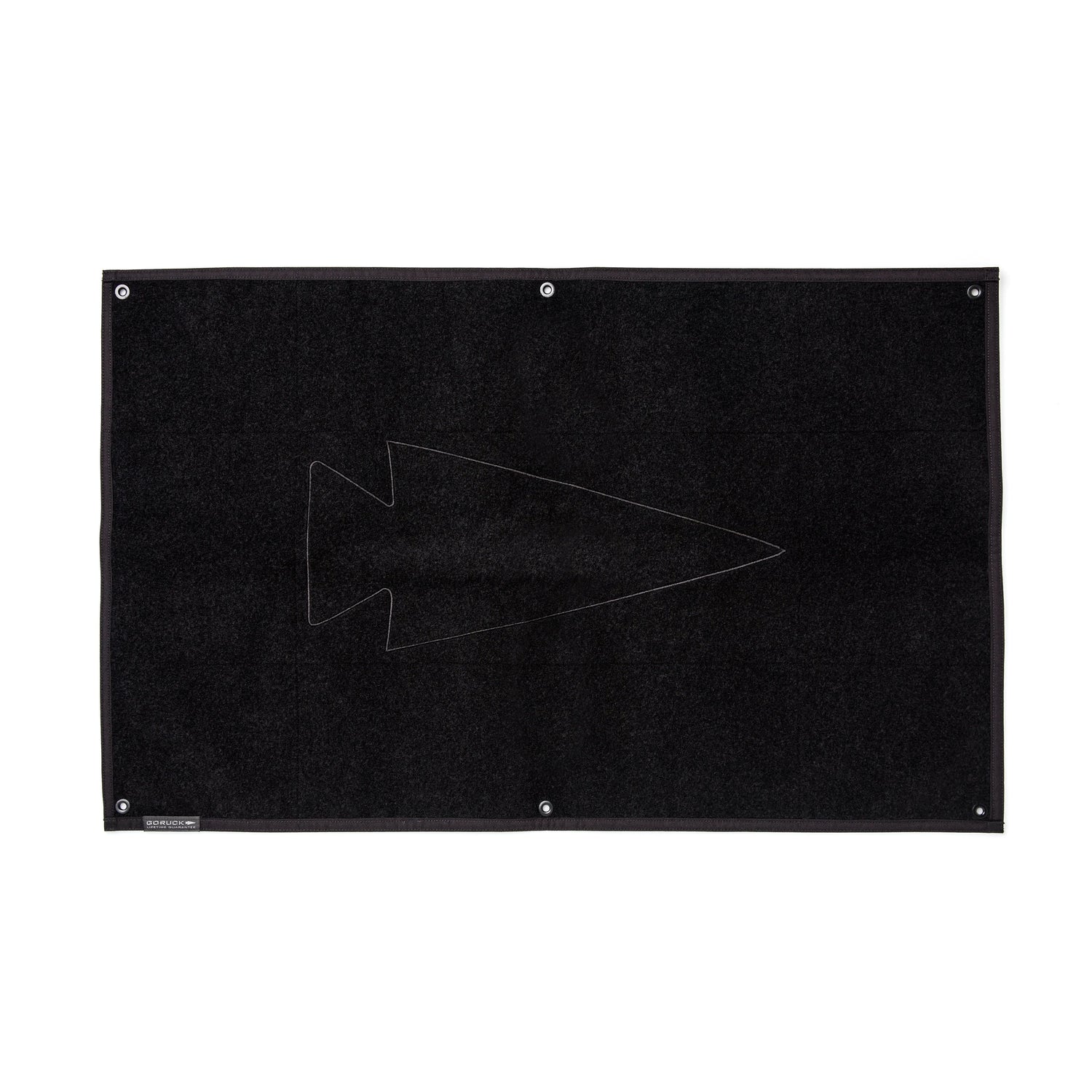 GORUCK large black patchboard with arrowhead outline and metal grommets for rucking gear