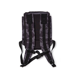 The Ruck Plate Carrier 3.0 features a black and gray camouflage design, padded shoulder straps, ergonomic lumbar support, and an adjustable Training Sternum Strap for enhanced comfort.