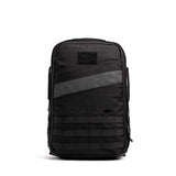 The GORUCK Rucker 4.0 backpack in black boasts a sleek design with MOLLE webbing and a front patch area, making it ideal for rucking adventures.