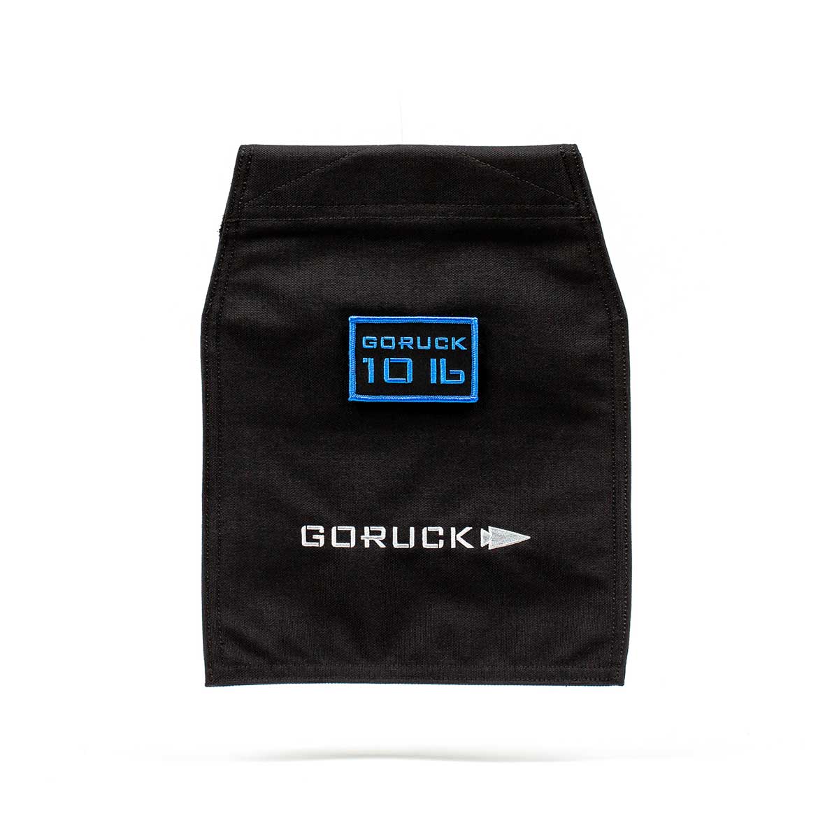 The GORUCK Ruck Sandbag - 10LB (4.5KG) is ideal for ruck plate workouts or sandbag sessions, featuring a durable black design with a blue 