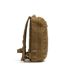 GORUCK Rucker 4.0 15L backpack in coyote brown, side view, rugged rucking gear