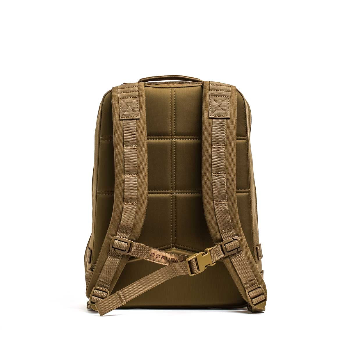 GORUCK 15L Rucker 4.0 coyote brown backpack, padded straps, rugged outdoor gear