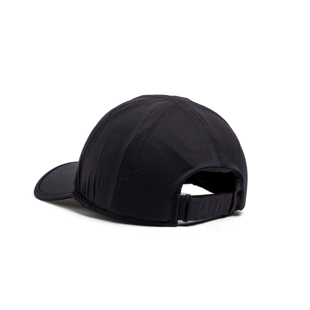 The GORUCK Performance Running Hat - ToughMesh is shown from the back on a white background, featuring an adjustable strap and crafted from premium Italian fabric.