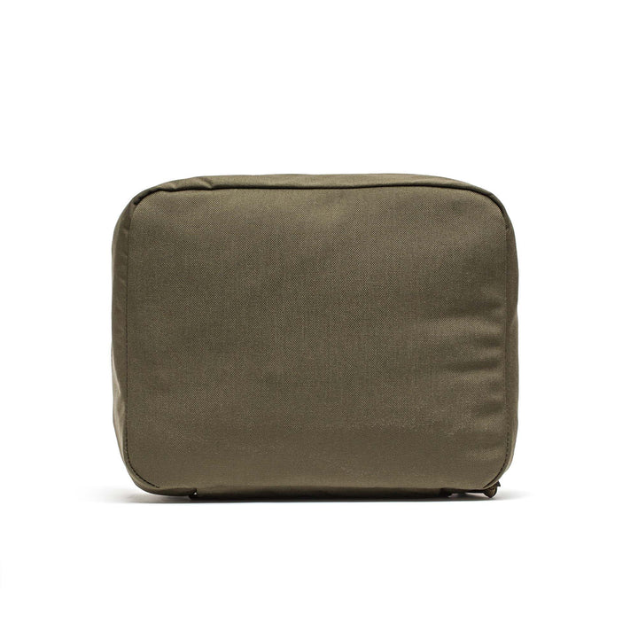 The GORUCK Shadow Pockets is an olive green rectangular fabric pouch with a zippered top, ideal as a gear organizer for rucksack organization, displayed against a white background.