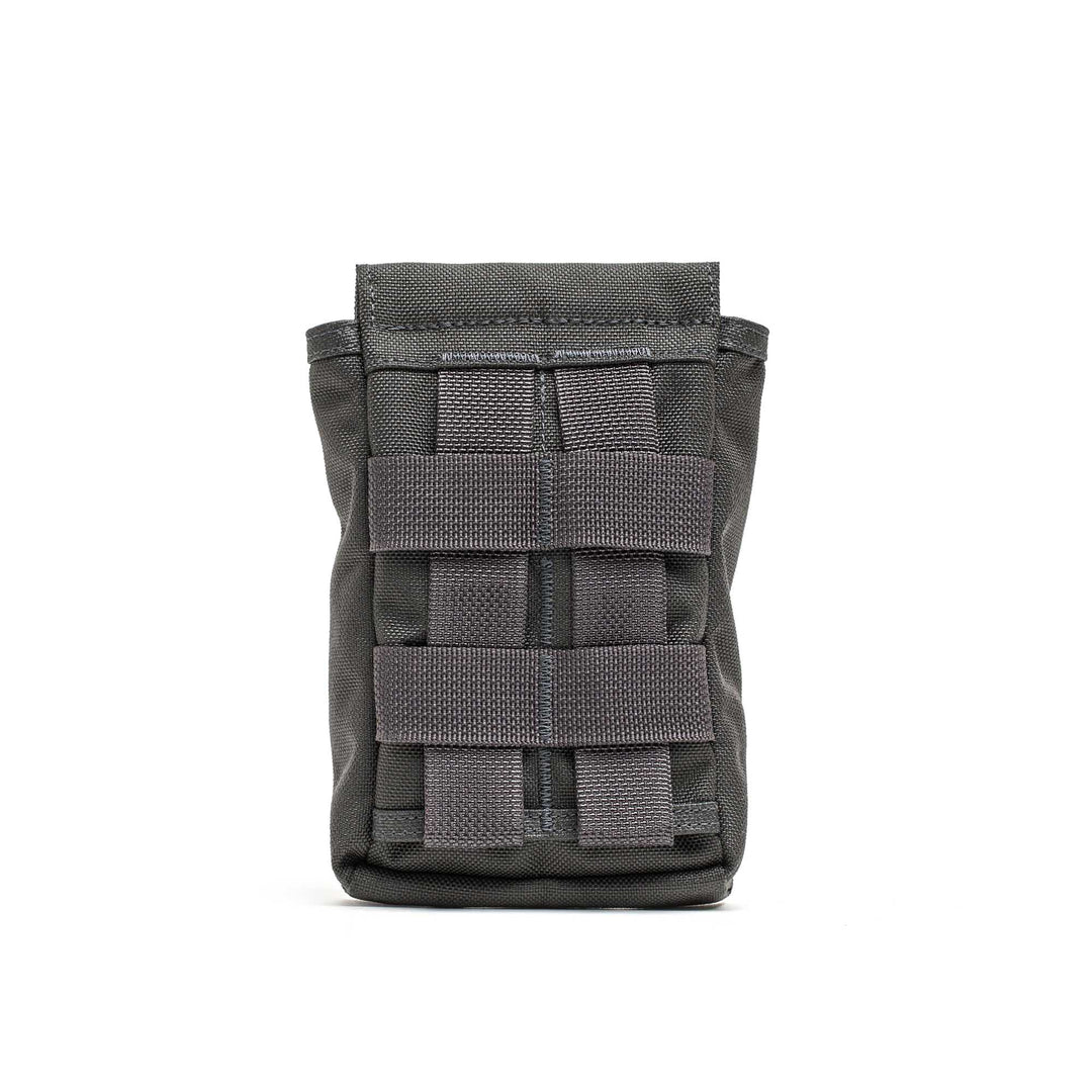 The GORUCK Simple Side Pocket is a black tactical pouch made from rugged 1000D Cordura with gray MOLLE webbing, shown upright against a white background—perfect for organizing your ruck.