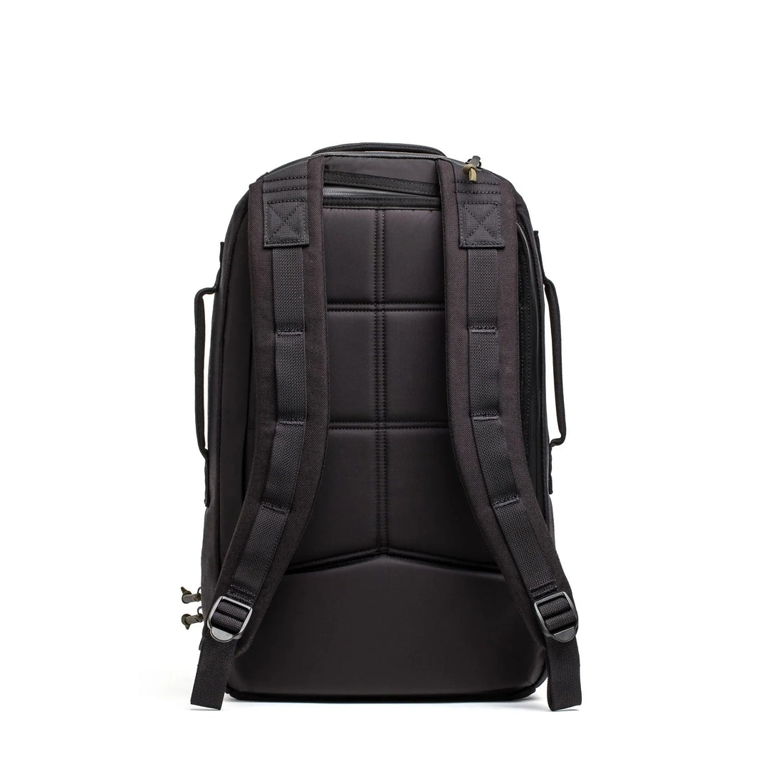 GORUCK black ruck backpack with padded straps and rugged back panel on white background