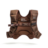 The GORUCK Spy Ruck | Women's Weighted Vest, a brown padded fitness vest with adjustable straps and side buckles designed specifically for women's training, is shown against a white background.