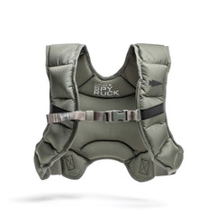 The Spy Ruck | Women's Weighted Vest by GORUCK is a gray padded training vest with adjustable straps and a front buckle, designed for weight or fitness workouts.