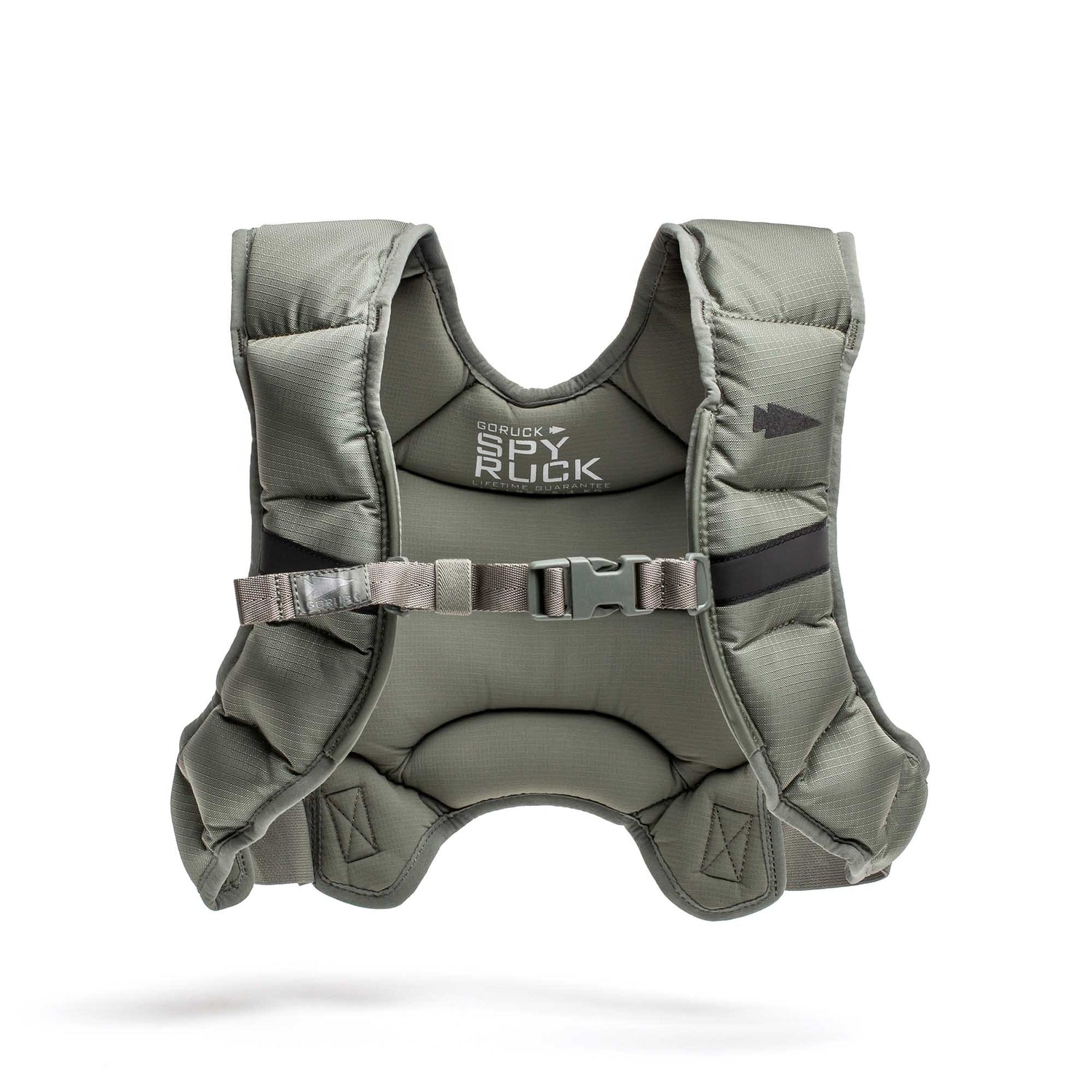The Spy Ruck | Women's Weighted Vest by GORUCK is an olive green padded vest with chest buckle and 