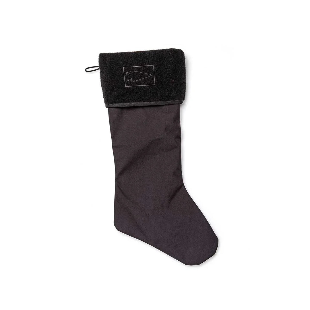 GORUCK black tactical stocking with patch panel and arrowhead logo on white background