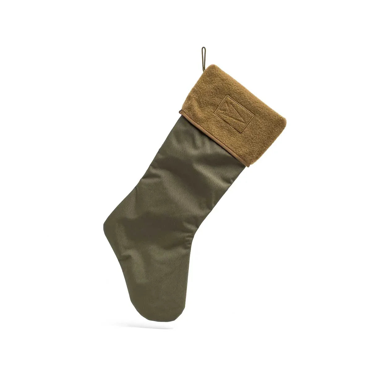 GORUCK ranger green and coyote brown tactical stocking with loop, rugged holiday gear
