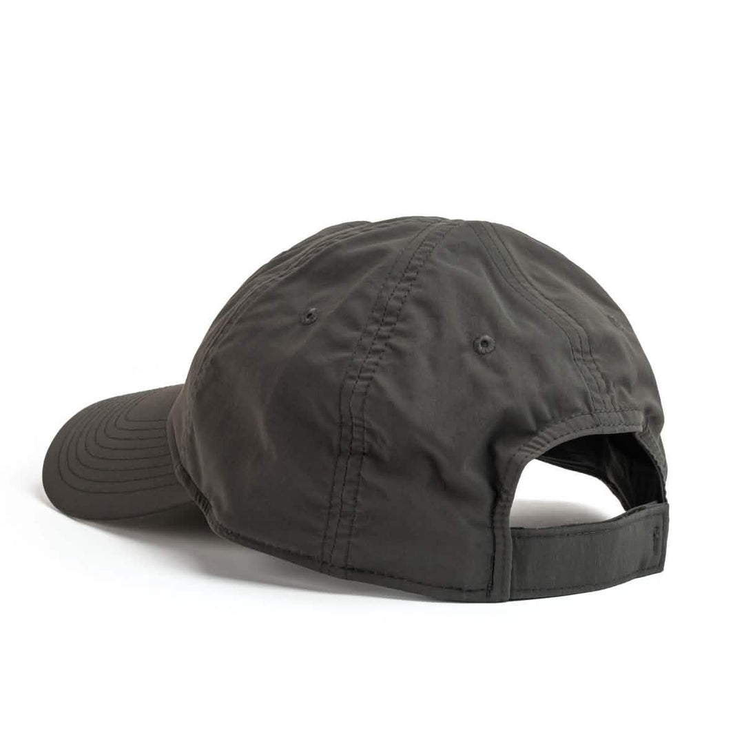 GORUCK charcoal tactical hat with adjustable strap, rear view on white background